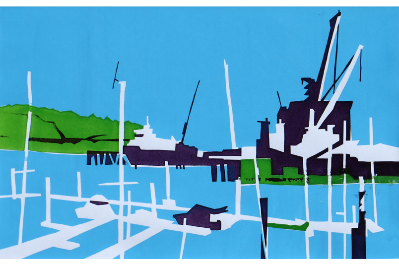 Falmouth Docks from a paining by Paul Hoare